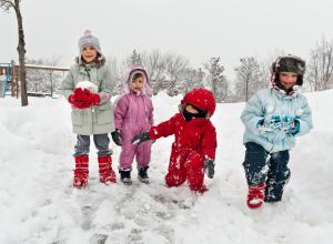 Children playing in the snow.