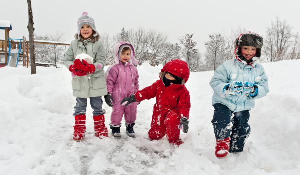 Children playing in the snow.