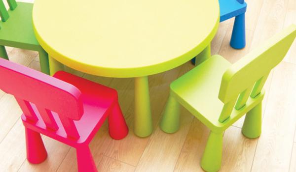 Children's chairs around a table