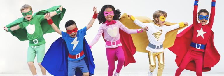 Kids dressed up as superheroes for a "non-food" reward.