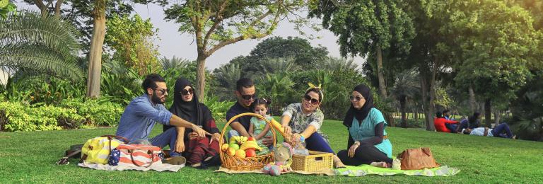 Family going on a picnic together.