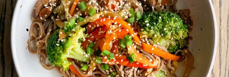 Sesame rice noodle salad