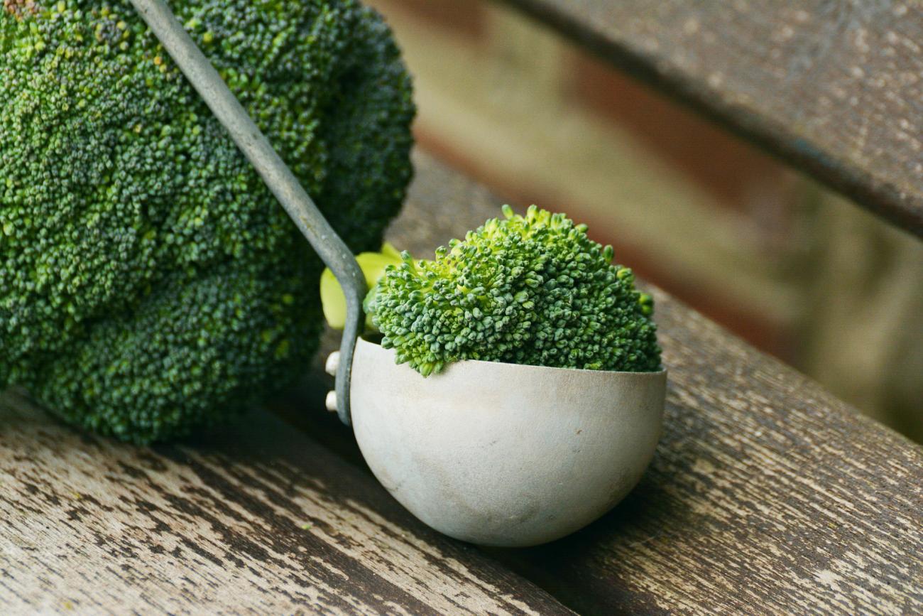 Broccoli in ladle