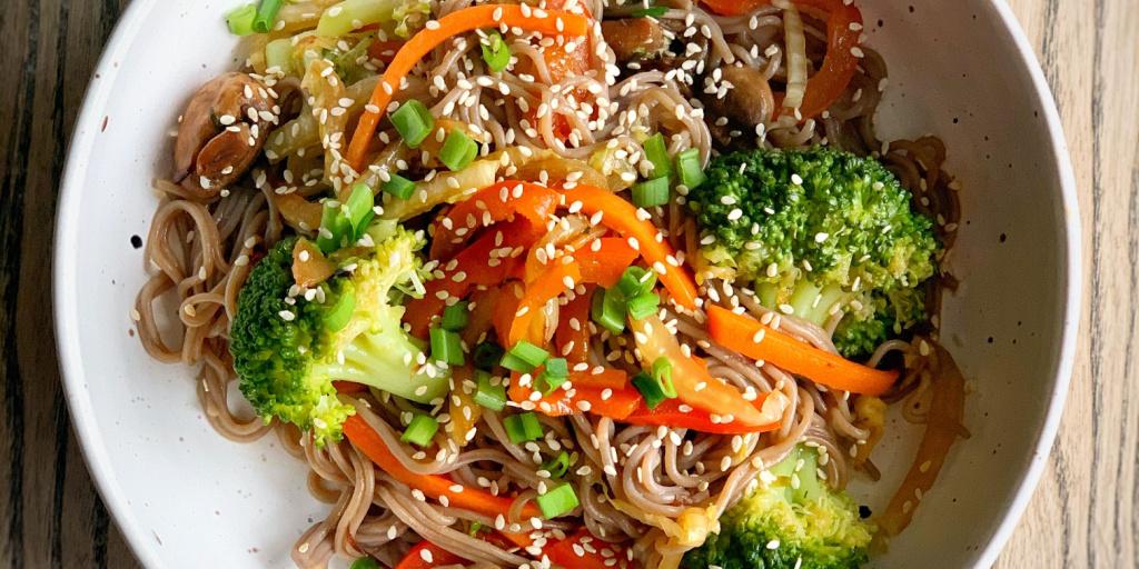 Sesame rice noodle salad